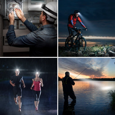 Lepro Head Torch, Super Bright Led Rechargeable Headlamp with Motion Sensor, Long Runtime, 5 Lighting Modes, Red Warning Lights