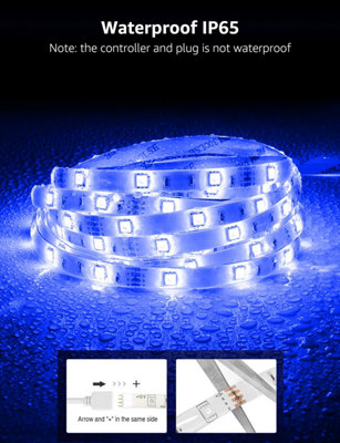 Lepro IP65 LED Strip Light 10M (5Mx2) RGB Kit, Smart Life App Control, Works with Alexa and Google Assistant, 2.4GHz WiFi