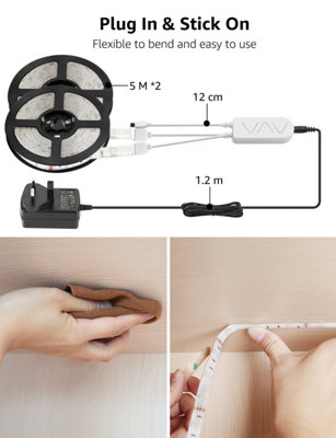 Lepro IP65 LED Strip Light 10M (5Mx2) RGB Kit, Smart Life App Control, Works with Alexa and Google Assistant, 2.4GHz WiFi