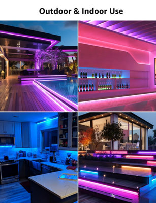 Lepro IP65 LED Strip Light 10M (5Mx2) RGB Kit, Smart Life App Control, Works with Alexa and Google Assistant, 2.4GHz WiFi
