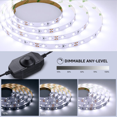 Lepro LED Strip Light 5M Kit, Cool White 6000K, 1650lm Dimmable, 60 ...