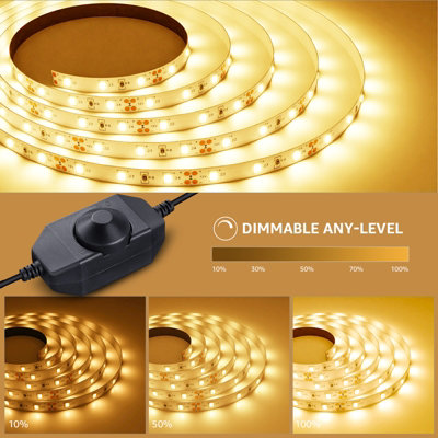 Lepro LED Strip Light 5M Kit, Warm White 3000K, 1650lm, 60 LEDs/M ...