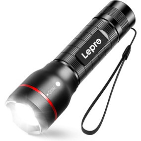 Lepro LED Torch Battery Powered, LE 2000 Flashlight, Water Resistant, 5 Modes, Zoomable, for Power Cut, Camping, Dog Walking, Gift