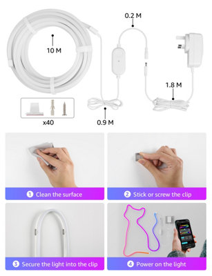 Lepro N1 AI Smart Neon Light 10M RGB+IC, App & Voice Control, Works with Alexa & Google Home, Music Sync, Plug in, IP65 Rope Light