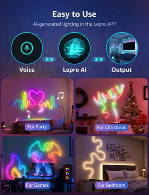 Lepro N1 AI Smart Neon Light 6M RGB+IC, App & Voice Control, Works with Alexa & Google Home, Music Sync, Plug in, IP65 Rope Light