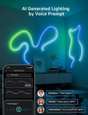 Lepro N1 AI Smart Neon Light 6M RGB+IC, App & Voice Control, Works with Alexa & Google Home, Music Sync, Plug in, IP65 Rope Light
