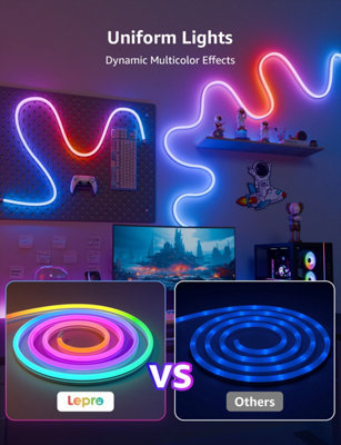 Lepro N1 AI Smart Neon Light 6M RGB+IC, App & Voice Control, Works with Alexa & Google Home, Music Sync, Plug in, IP65 Rope Light