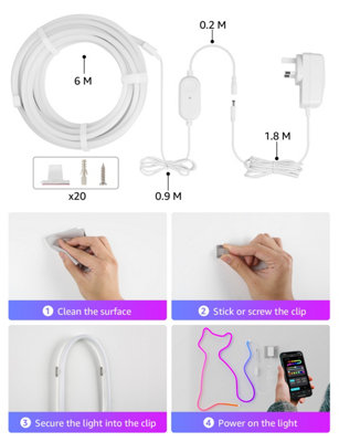 Lepro N1 AI Smart Neon Light 6M RGB+IC, App & Voice Control, Works with Alexa & Google Home, Music Sync, Plug in, IP65 Rope Light