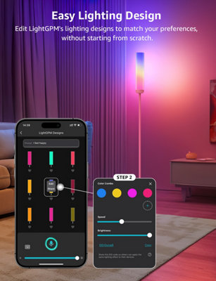 Lepro O1 AI Smart Floor Lamp, Music Sync, RGB & Warm to Cool White, Works with Alexa & Google Assistant, Bluetooth or 2.4Ghz WiFi
