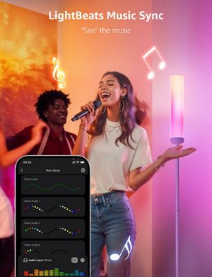 Lepro O1 AI Smart Floor Lamp, Music Sync, RGB & Warm to Cool White, Works with Alexa & Google Assistant, Bluetooth or 2.4Ghz WiFi