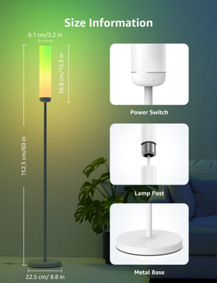 Lepro O1 AI Smart Floor Lamp, Music Sync, RGB & Warm to Cool White, Works with Alexa & Google Assistant, Bluetooth or 2.4Ghz WiFi