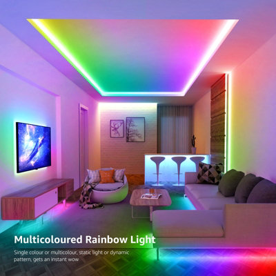 Lepro RGB+IC LED Strip Light 15M (7.5Mx2) Kit, Rainbow Chasing Effect, Remote Control, Music Sync, Dimmable, Dynamic LED Lights