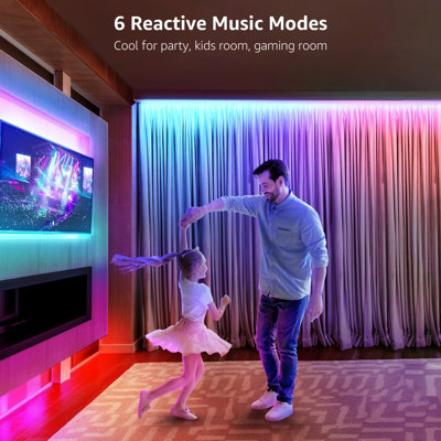 Lepro RGB+IC LED Strip Light 15M (7.5Mx2) Kit, Rainbow Chasing Effect, Remote Control, Music Sync, Dimmable, Dynamic LED Lights