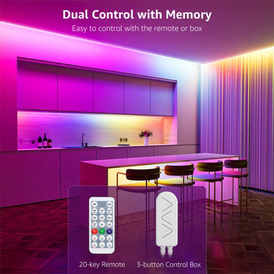 Lepro RGB+IC LED Strip Light 5M Kit, Rainbow Chasing Effect, Remote Control, Music Sync, Dimmable, Dynamic LED Lights