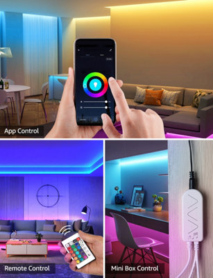Lepro RGB LED Strip Light 5M Kit, Music Sync, Smart Life App & Remote Control, Works with Alexa and Google Assistant, 2.4GHz WiFi