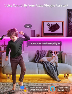 Lepro RGB LED Strip Light 5M Kit, Smart Life App & Remote Control, Works with Alexa and Google Assistant, 2.4GHz WiFi