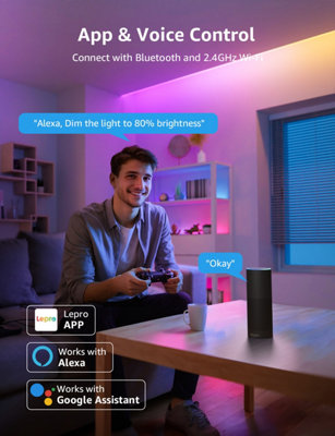 Lepro S1 AI Smart LED Strip Light 20M RGB+IC, App & Voice Control, Works with Alexa, Google Home, Music Sync, DIY Rainbow Chasing