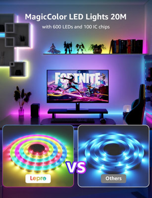 Lepro S1 AI Smart LED Strip Light 20M RGB+IC, App & Voice Control, Works with Alexa, Google Home, Music Sync, DIY Rainbow Chasing