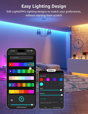 Lepro SE1 AI Smart LED Strip Light 15M RGB, App & Voice Control, Works with Alexa and Google Assistant, Music Sync
