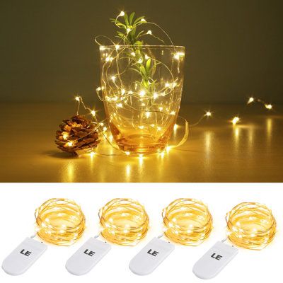 Lepro Small Fairy Lights, 1m 20 LEDs, Mini Copper Wire LED String lights, Battery Powered & Included, Pack of 4