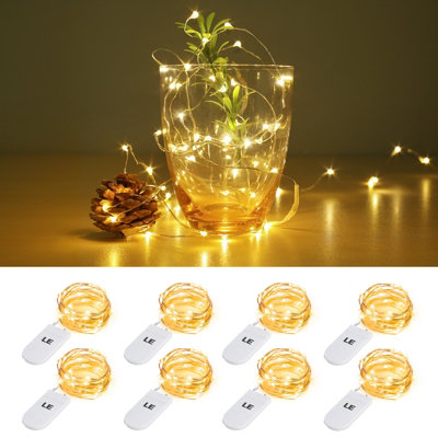 Lepro Small Fairy Lights, 1m 20 LEDs, Mini Copper Wire LED String lights, Battery Powered & Included, Pack of 8