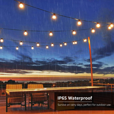 Lepro Solar Festoon Lights Outdoor, 25ft 25 Small G40 LED Bulb String Lights, 4 Modes, USB Rechargeable, Waterproof, Dusk to Dawn
