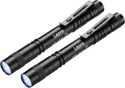 Lepro UV Torch Light, 365nm Ultraviolet Flashlight, Lightweight Pen Torch with Clip, High UV Purity, Detector for Stain, 2 Packs