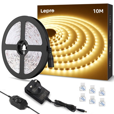 Lepro Warm White LED Strip Light 10M Kit, Warm White 3000K, 2000lm, Dimmable with Dimer Switch