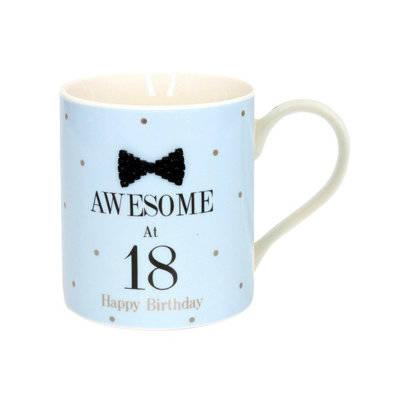 Lesser Pavey Mad Dots Black Tie Milestone Happy Birthday Gift Mug Blue ...