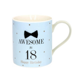 Lesser Pavey Mad Dots Black Tie Milestone Happy Birthday Gift Mug Blue (Amazing at 30)