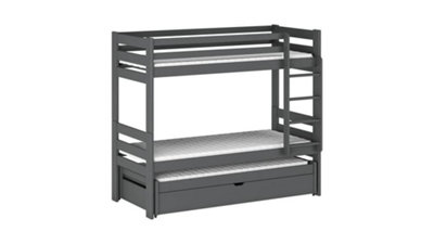 Lessi Bunk Bed with Trundle and Storage in Graphite W1980mm x H1630mm x D980mm