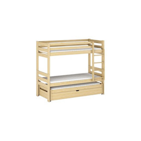 Lessi Bunk Bed with Trundle and Storage in Pine W1980mm x H1630mm x D980mm