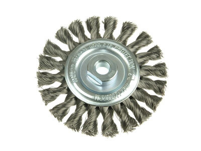 Lessmann 472.811 Knot Wheel Brush 115 x 14mm 22.2mm Bore, 0.50 Stainless Steel Wire LES472811