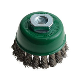 Lessmann - Knot Cup Brush 65mm M14x2.0, 0.50 Stainless Steel Wire
