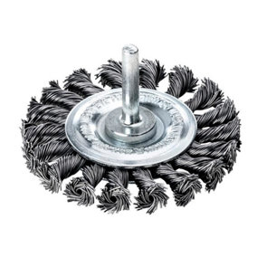 Lessmann - Knotted Wheel Brush with Shank 75 x 12mm, 0.50 Steel Wire