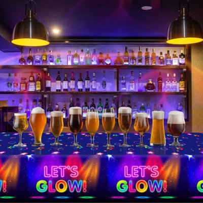 Let's Glow Neon Party Tablecloth, 137cm x 220cm Disposable Table Covers ...