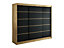 Leto T Contemporary 3 Sliding Door Wardrobe 9 Shelves 2 Rails Black Matt and Oak Artisan Effect H2000mm W2500mm D620mm