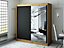Leto T2 Contemporary 2 Sliding Mirror Door Wardrobe 9 Shelves 2 Rails Black Matt and Oak Effect (H)2000mm (W)2000mm (D)620mm