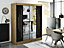 Leto Y1 Contemporary Mirrored 2 Sliding Door Wardrobe 9 Shelves 2 Rails Black Matt and Oak Effect (H)2000mm (W)1800mm (D)620mm