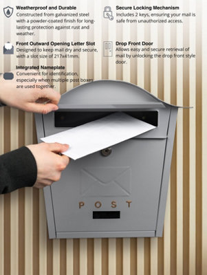 Letter Box Wall Mounted Post box Ideal for Securing Letters and Parcels ...