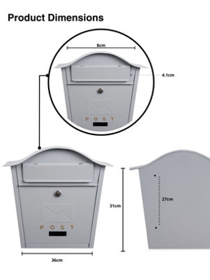 Letter Box Wall Mounted Post box Ideal for Securing Letters and Parcels ...