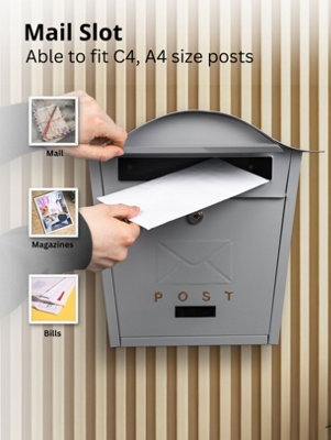 Letter Box Wall Mounted Post box Ideal for Securing Letters and Parcels ...