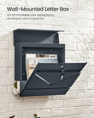Letter Box, Wall-Mounted Post Box, Mailbox with V-Shaped Viewing Window ...