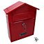 Letter Post Mail Box Metal Red Wall Door Gate Fence Garden House Lockable