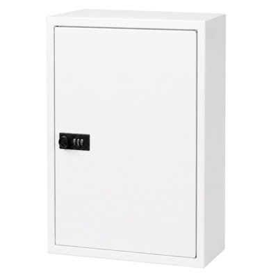 Levede Medicine Cabinet Lockable Storage Box Wall Mounted Metal Home,White