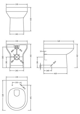 Level Bathroom Bundle Floor Standing Vanity Basin and WC Unit with Pan, Seat and Cistern - Left Hand - Charcoal Black Woodgrain