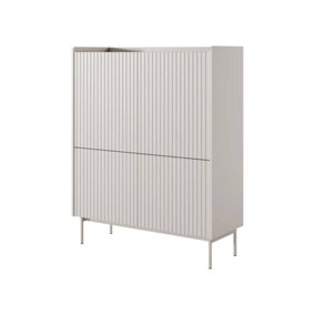 LEVEL - Chic Highboard Cabinet  with Push-to-Open Doors and Six Shelves - Cashmere Beige (H)1260mm (W)1030mm (D)380mm