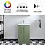 Level Compact Floor Standing 2 Door Vanity Basin Unit with Ceramic Basin - 500mm - Satin Green
