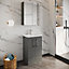 Level Compact Floor Standing 2 Door Vanity Basin Unit with Ceramic Basin - 500mm - Woodgrain Anthracite