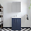 Level Compact Floor Standing 2 Door Vanity Basin Unit with Ceramic Basin - 600mm - Matt Electric Blue